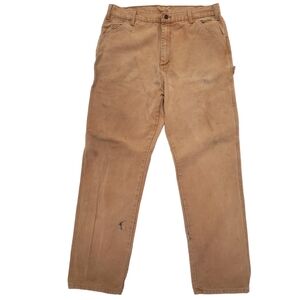 Dickies canvas carpenter jeans men's size 38 x 34L camel tan stained work pants